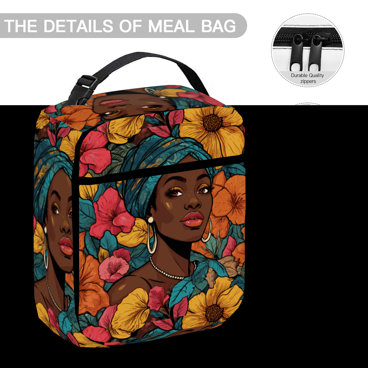 Melanin Queen Portable Handheld Insulated Lunch Bag｜Oxford Cloth