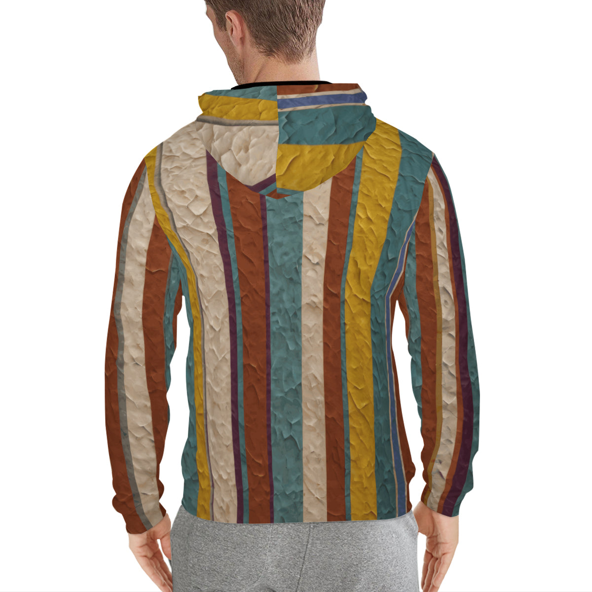 Strip Design Men's Zip Hoodie