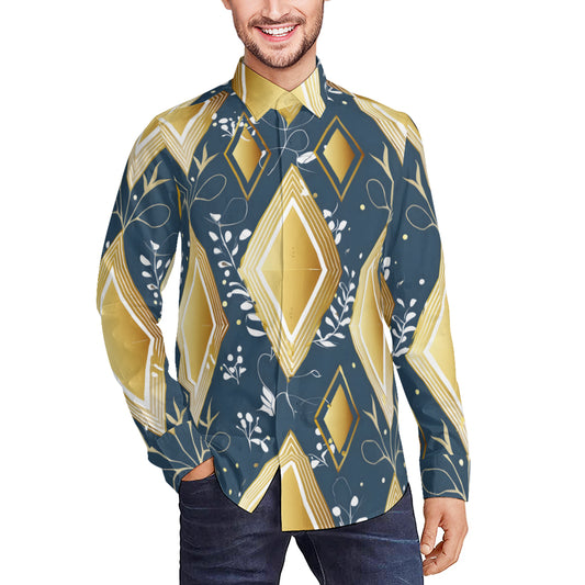 Abstract Gold Men's Classic Long-Sleeved Shirt