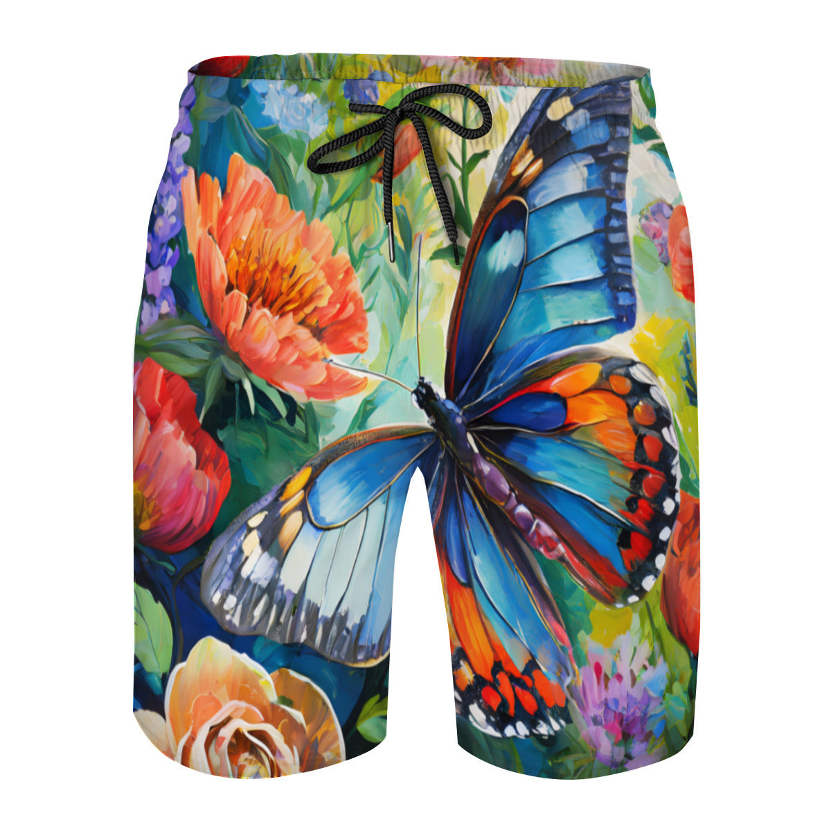 Abstract Floral Men's Beach Shorts (Not Mesh Lined) | Polyester