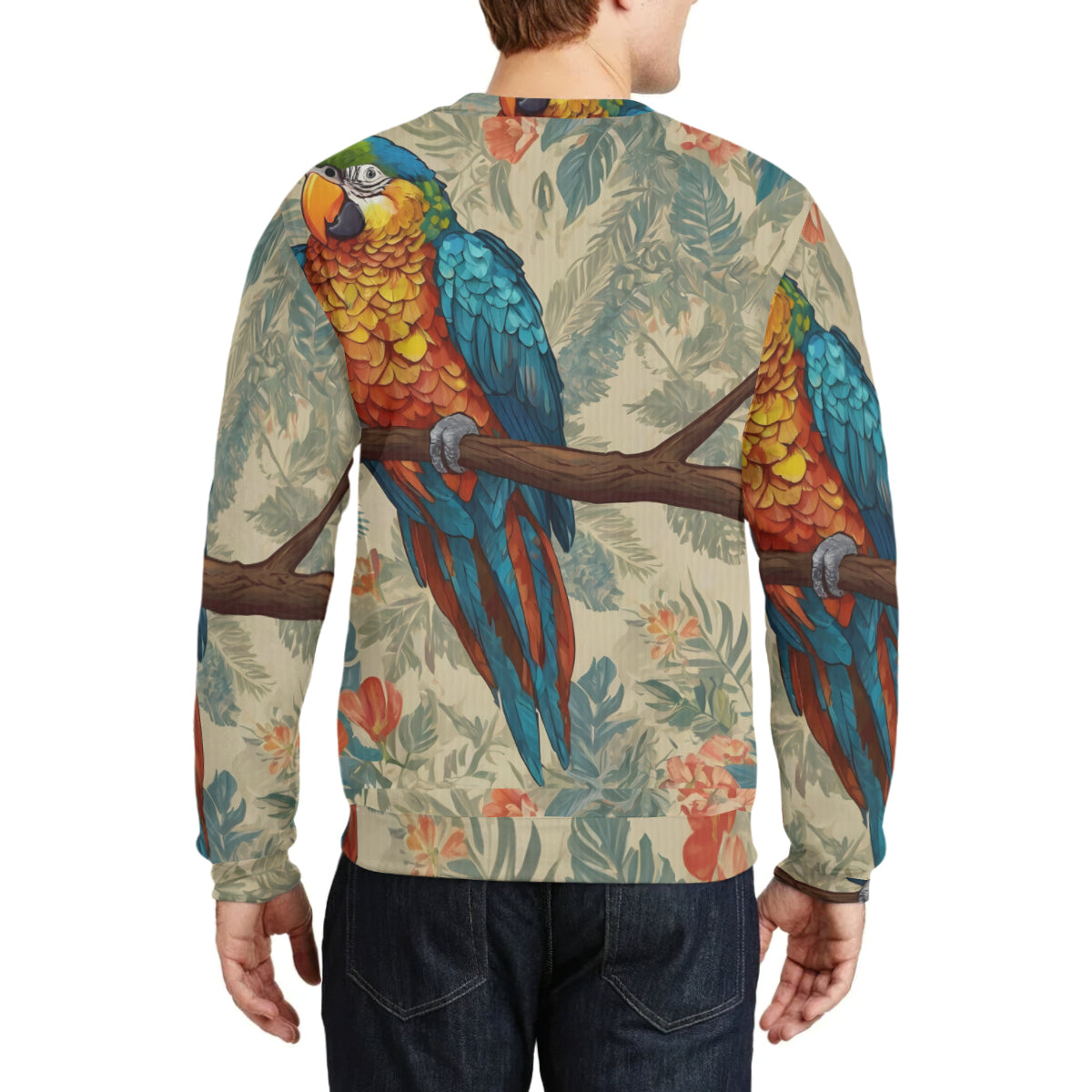 Parrot Design Crew Neck Sweater