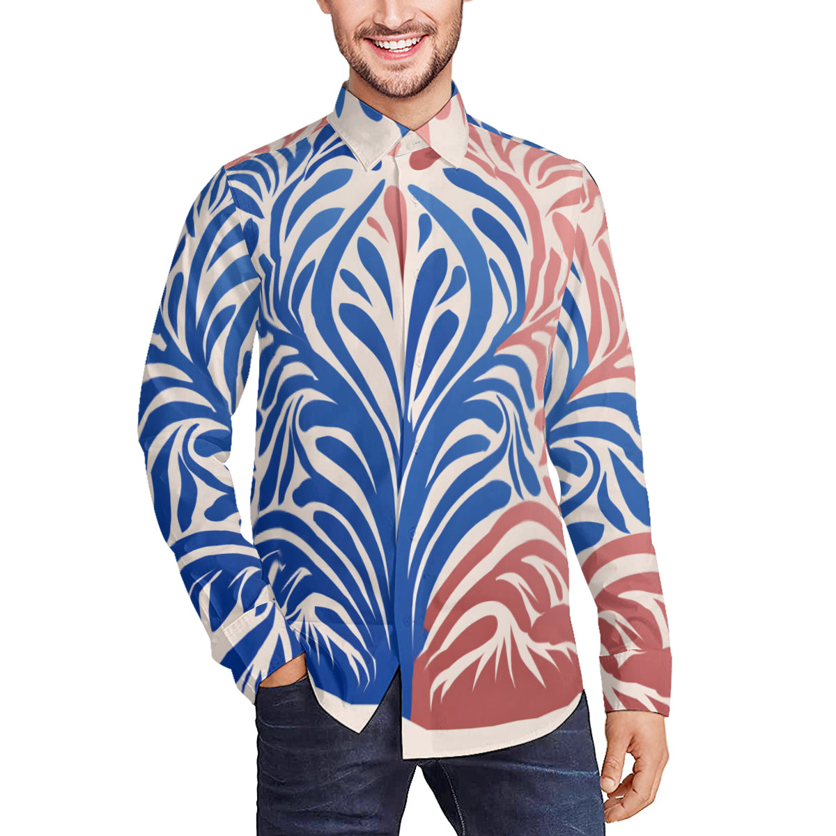 Abstract Vibrant Long Sleeves Men's Shirt