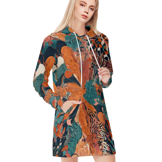 Abstract Vibes Women Long Sleeve Casual Hoodie Sweatshirt Dress