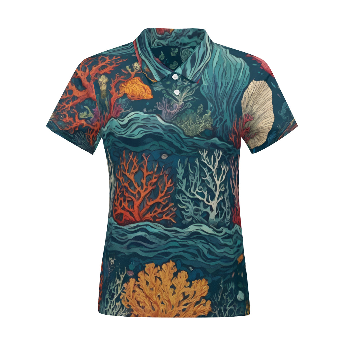 Under Sea Beauty All-Over Print Women's Short-Sleeved Polo Shirt｜Polyester