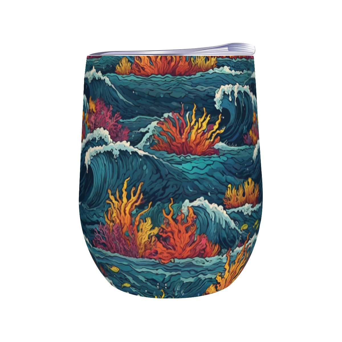 Ocean Waves Stemless Wine Tumbler（350ml/12oz）| Stainless steel 304