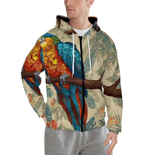 Parrot Design Men's Zip Hoodie