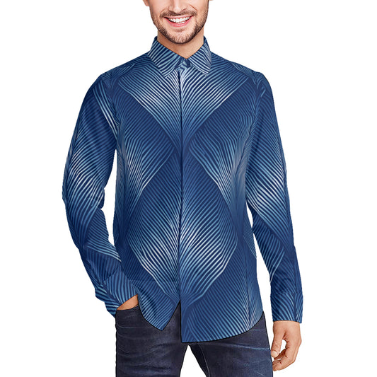 Blue Men's Classic Long-Sleeved Shirt