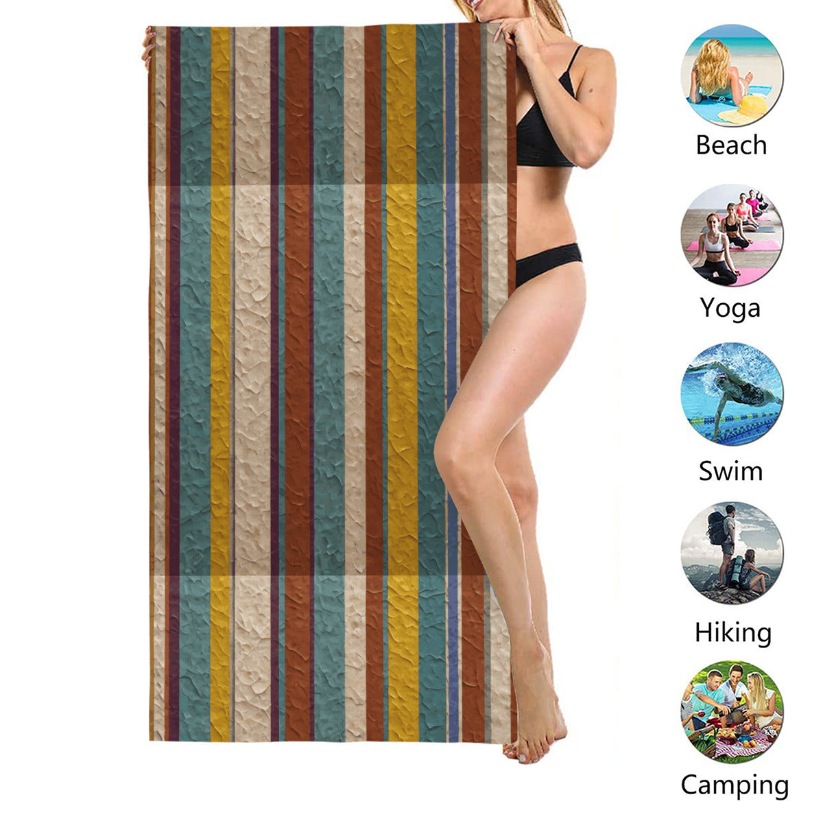 Strip Design Beach Towel｜Microfiber