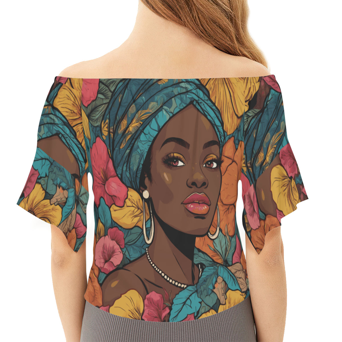 Melanin Queen Women's One-shoulder Tie Short Sleeves T-shirt | Polyester