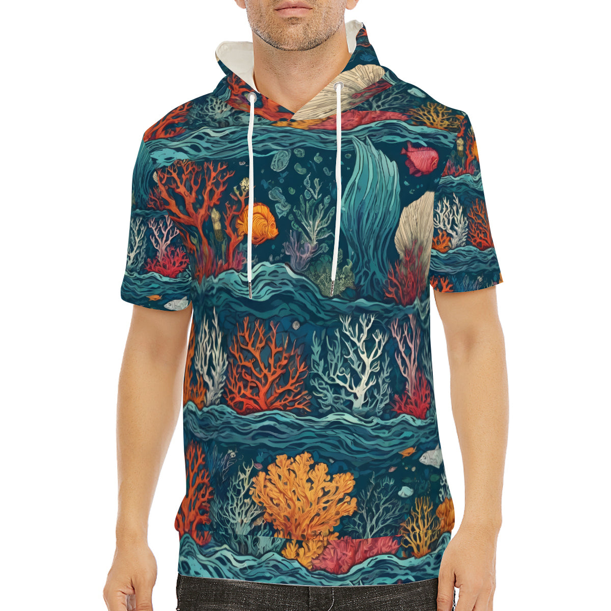 Under Sea Beauty Men's Hooded T-shirt丨Cotton