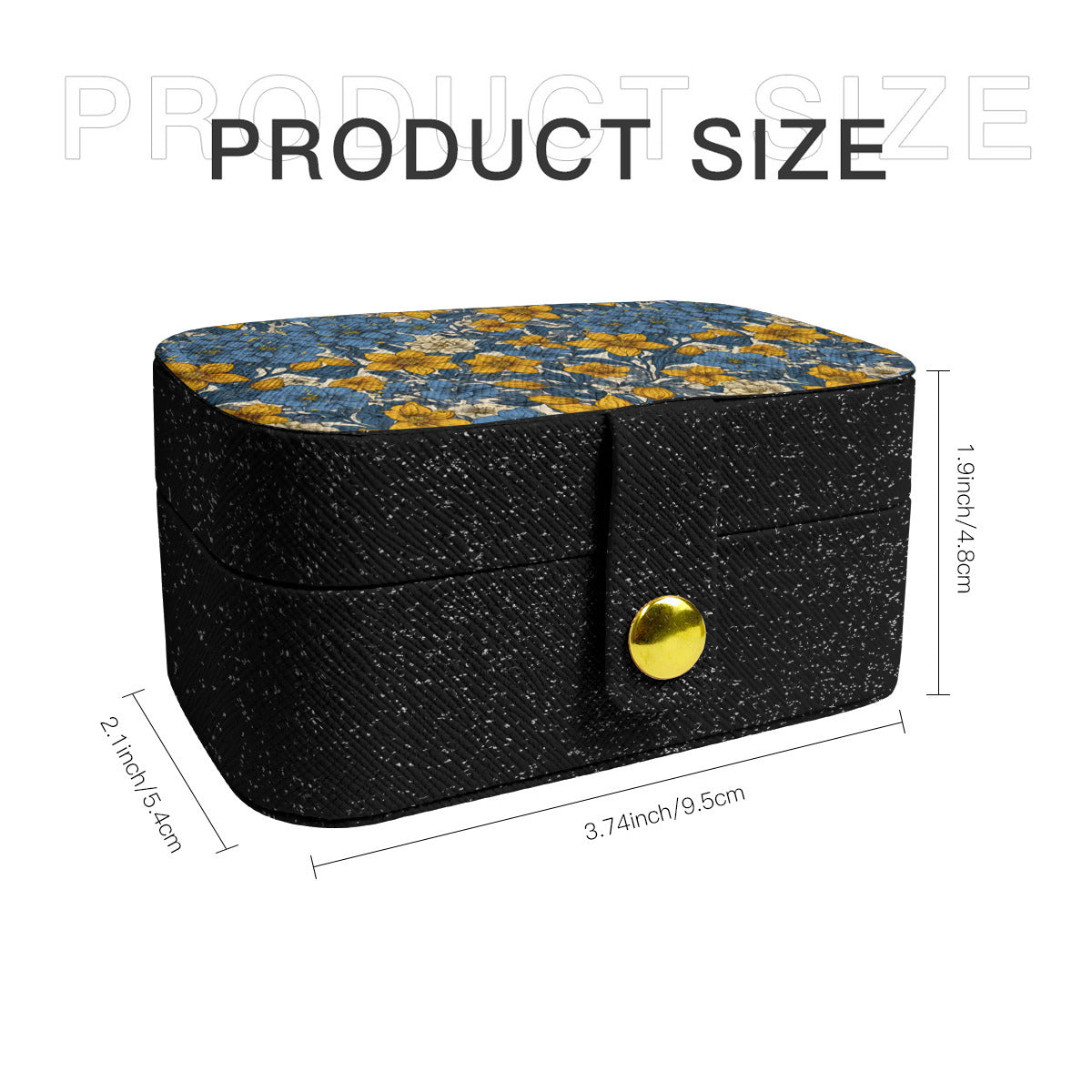 Abstract Yellow Floral Personalized Portable Jewelry Box | PU