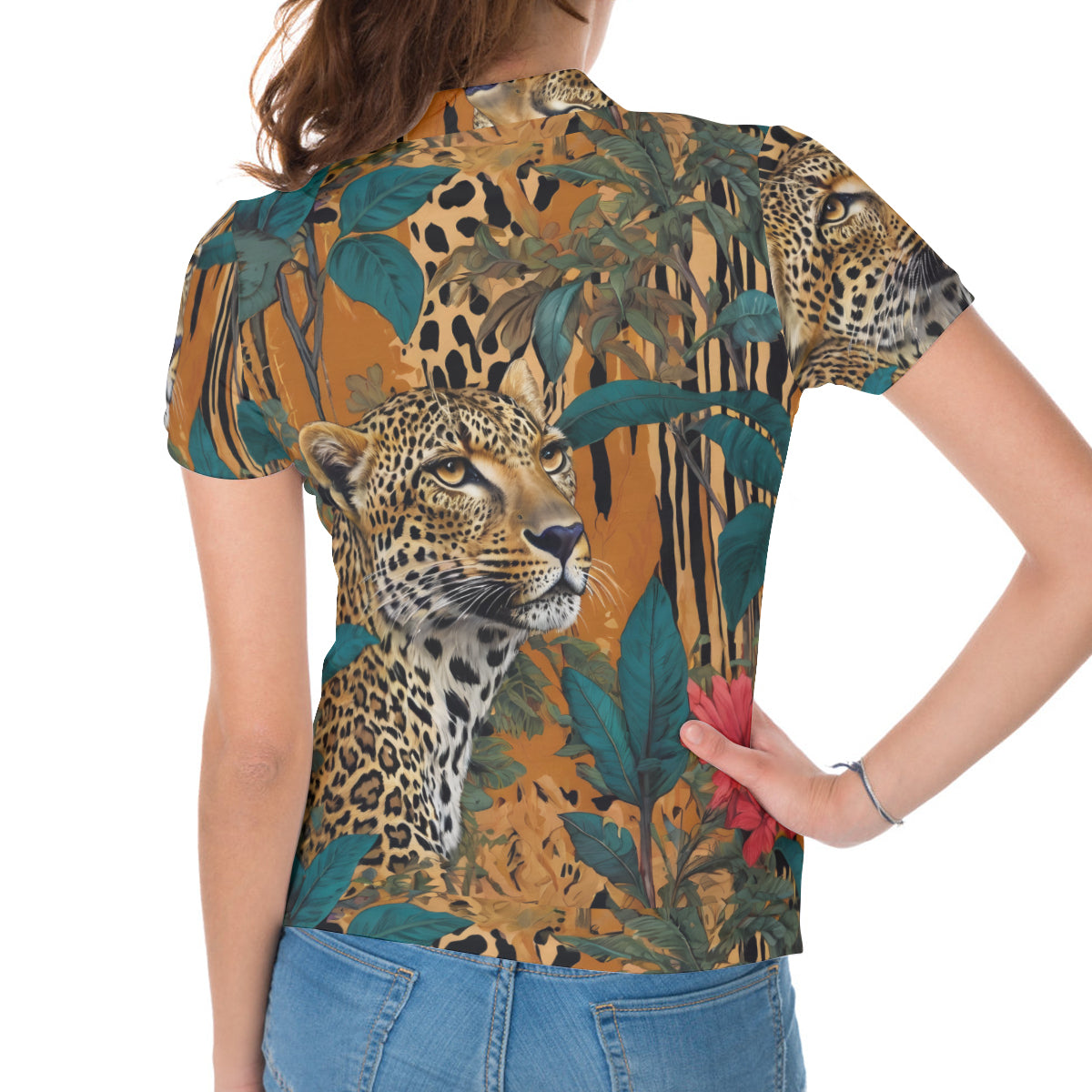 Warrior Leopard Women's Short-Sleeved Polo Shirt