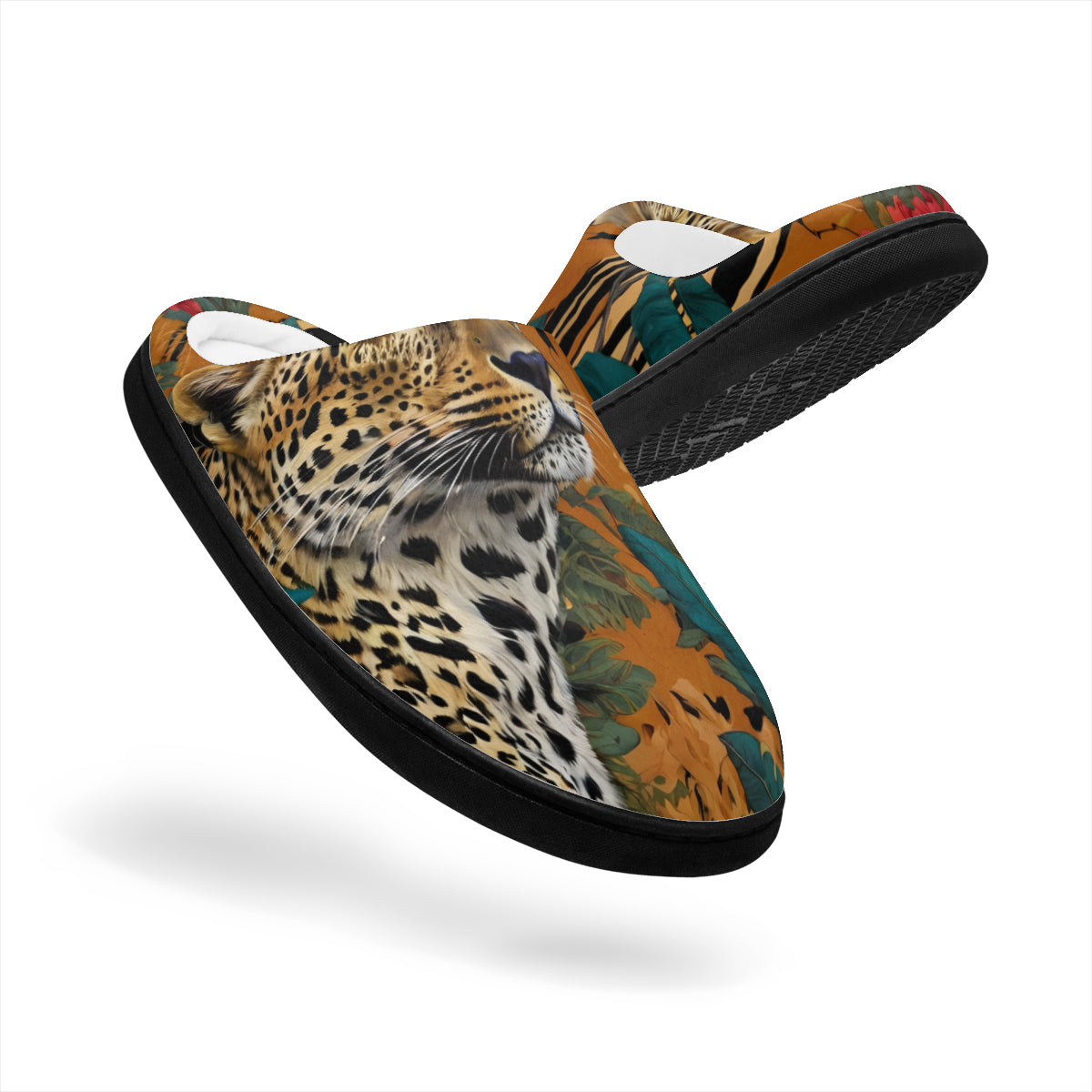 Warrior Leopard Personalized Warm Cotton Slippers | Flannel