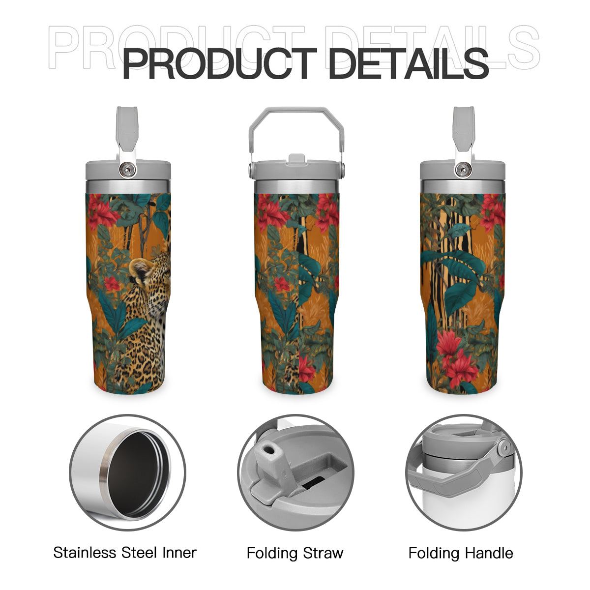 Warrior Leopard Personalized Portable Tumbler (880ml/30oz) | Stainless Steel 304