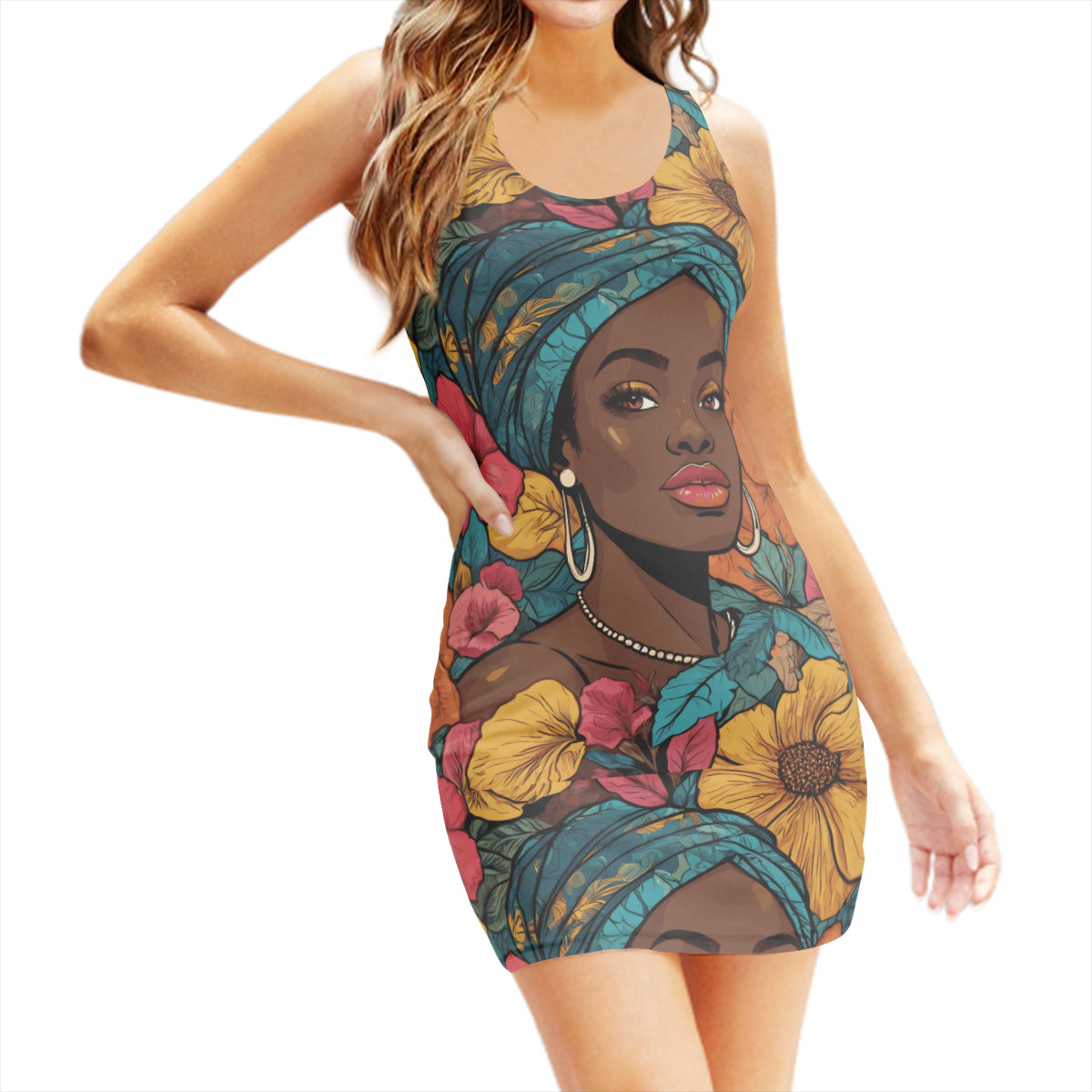 Melanin Queen Sleeveless Slim-Fit Euro-Size Tank Slip Dress | Polyester