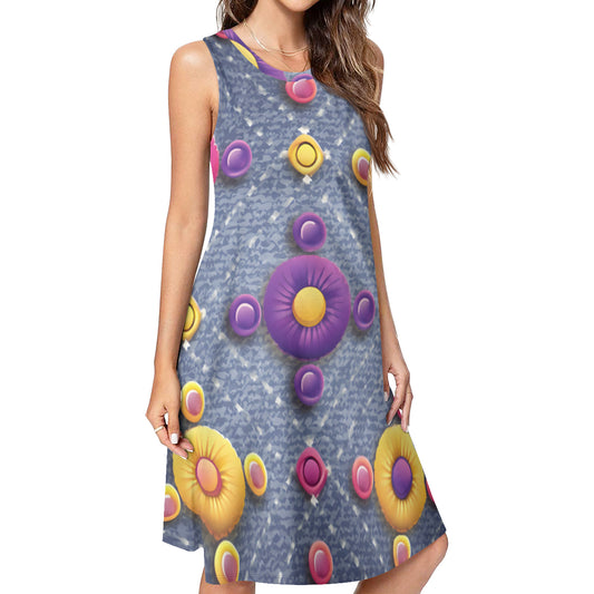 Abstract Vibrant Women's Casual Dress | Polyester