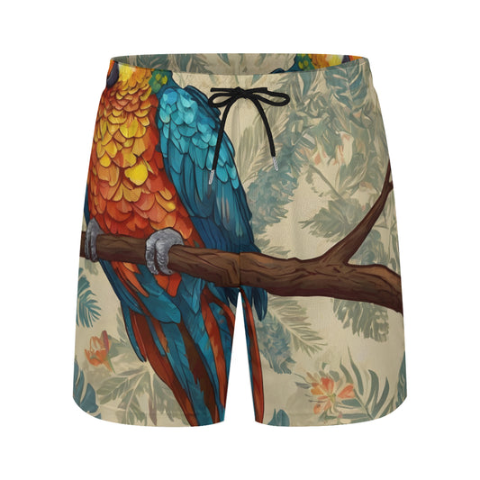 Parrot Design Casual Shorts Double-Layer Sports Beach Shorts (Multi-Faceted Design) | Polyester