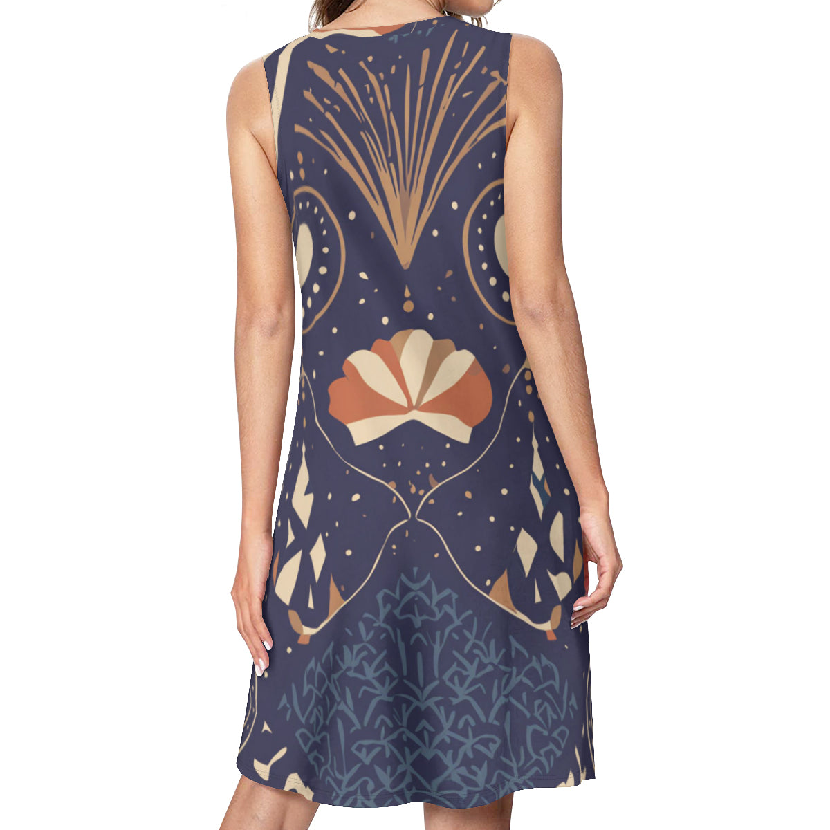 Abstract Blue Print Women's Casual Dress |