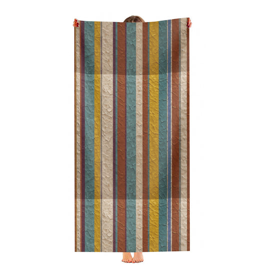 Strip Design Single-Sided Printed Beach Towel | 52% Polyester And 48% Cotton