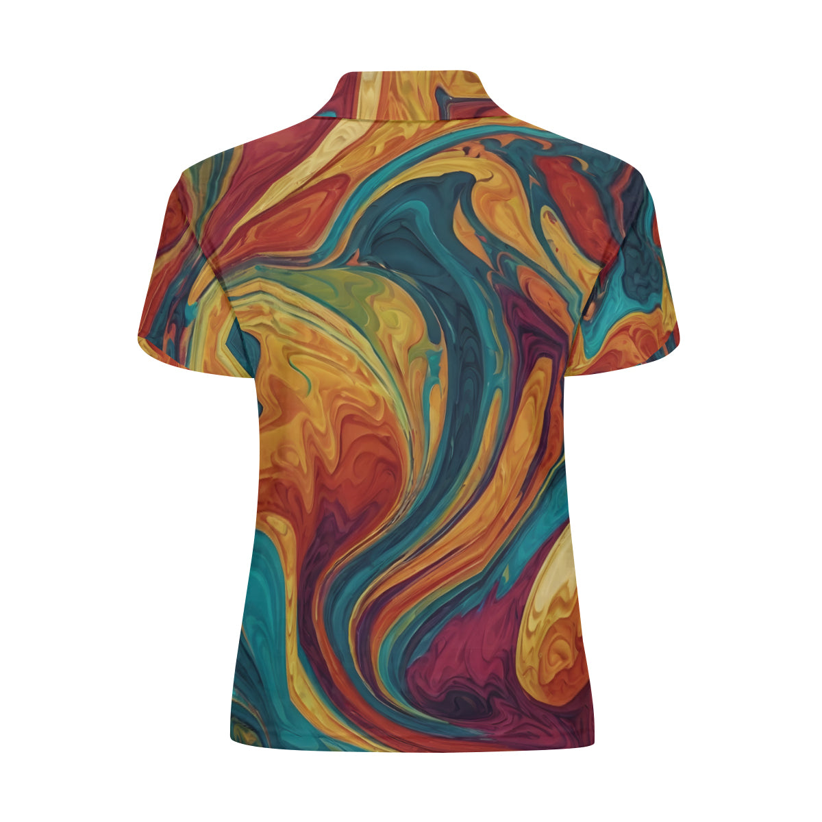 Colorful Design All-Over Print Women's Short-Sleeved Polo Shirt｜Polyester