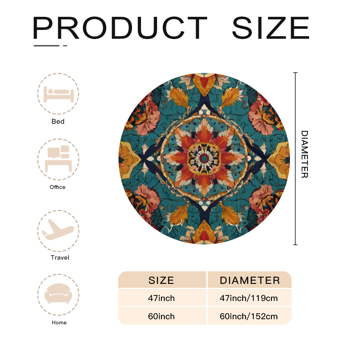 Abstract Design Single-Sided Printed Round Blanket | 280GSM Flannel