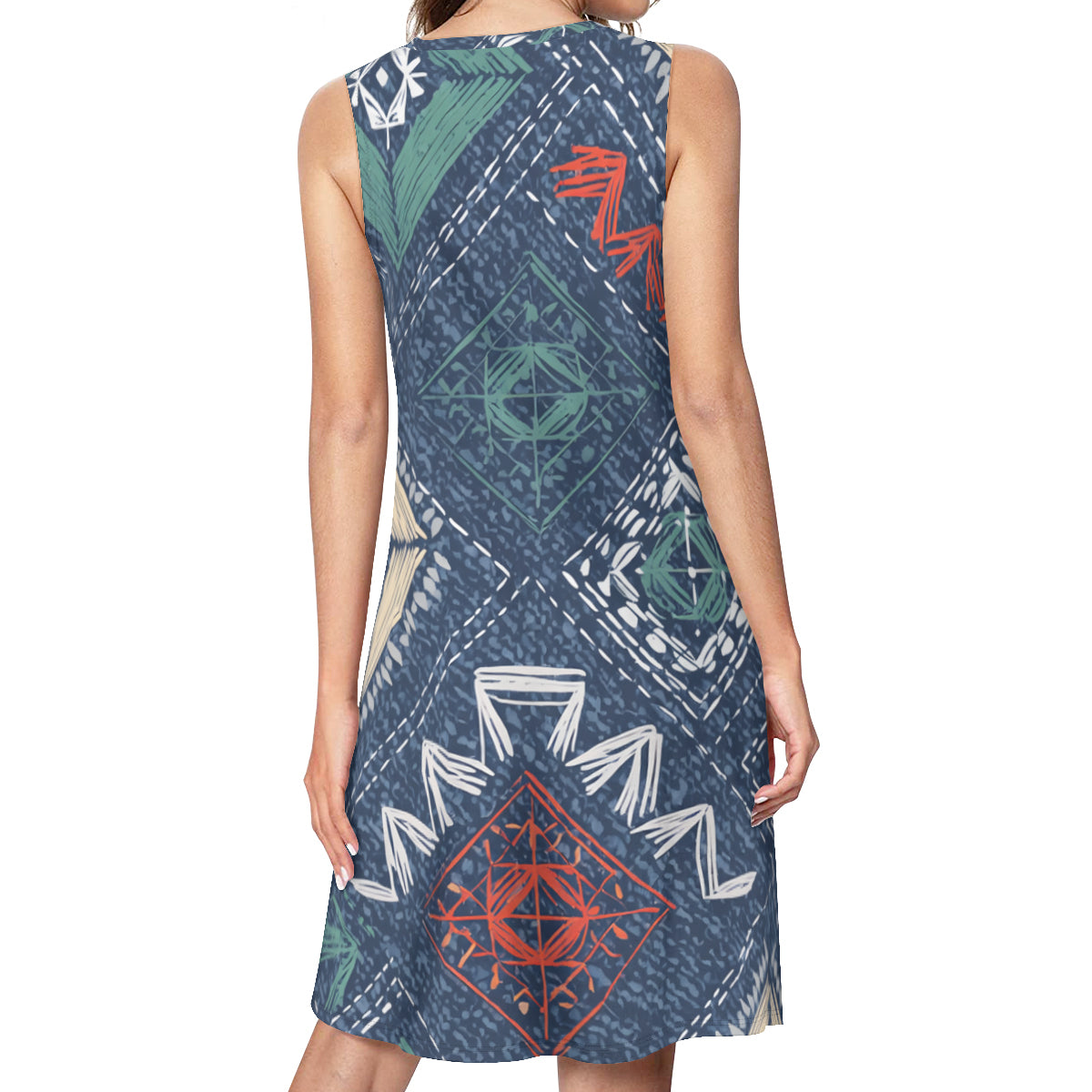 Denim Abstract Women's Casual Dress | Polyester