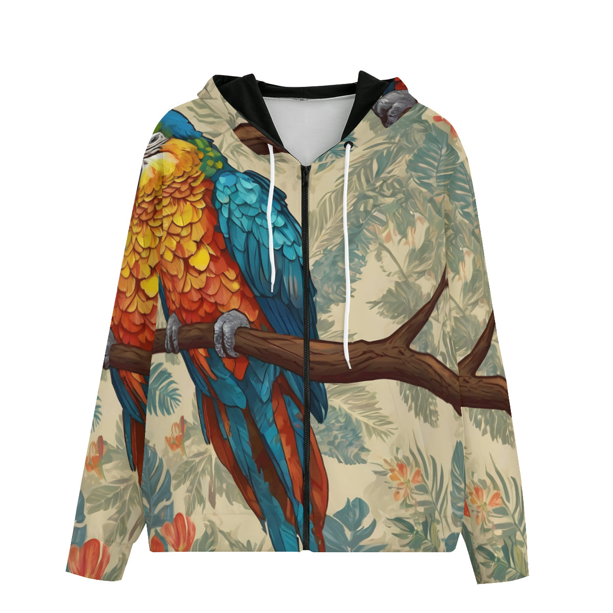 Parrot Design Men's Zip Hoodie