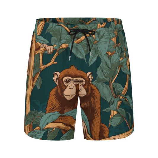 Monkey Vibes Men's Casual Shorts Double-Layer Sports Beach Shorts