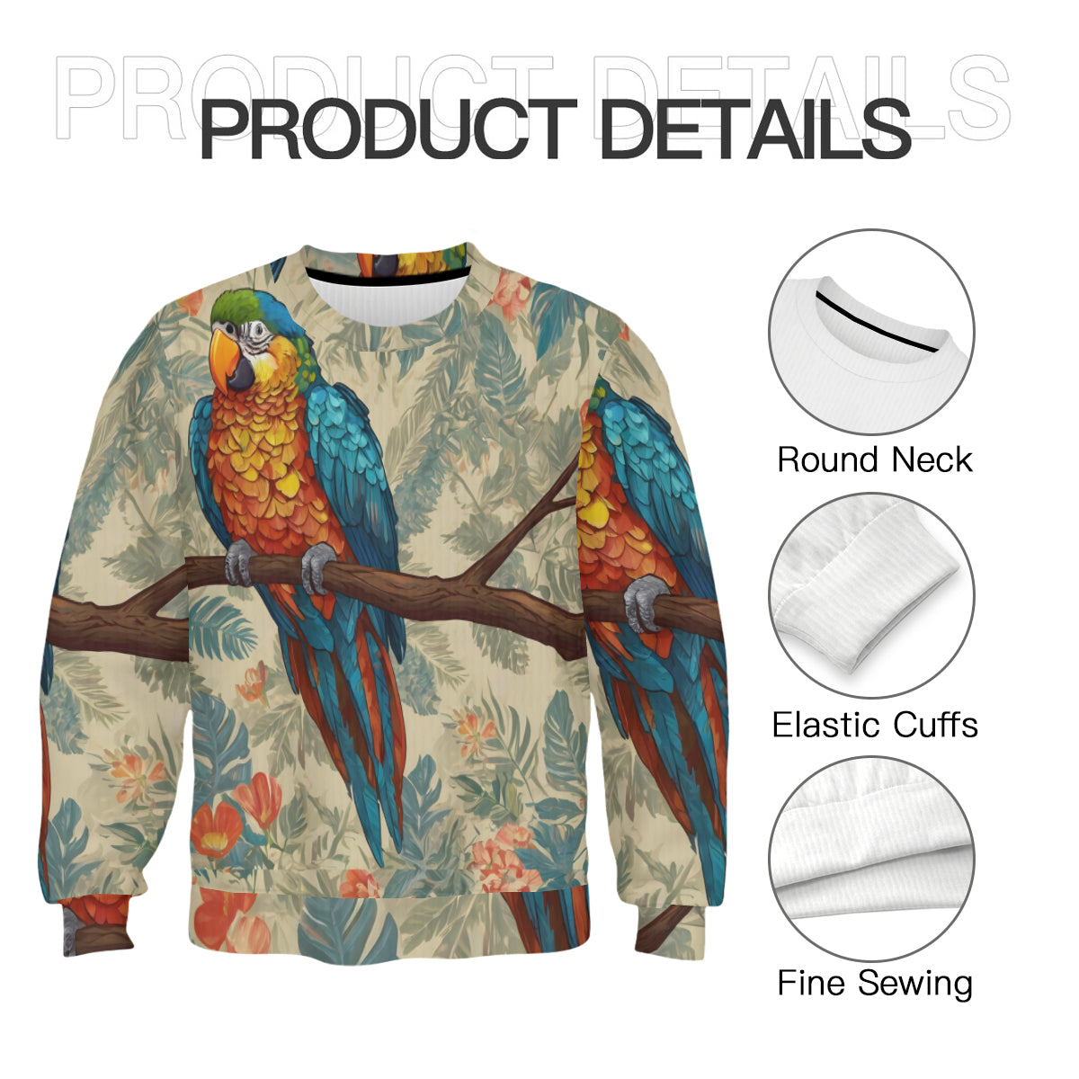 Parrot Design Crew Neck Sweater