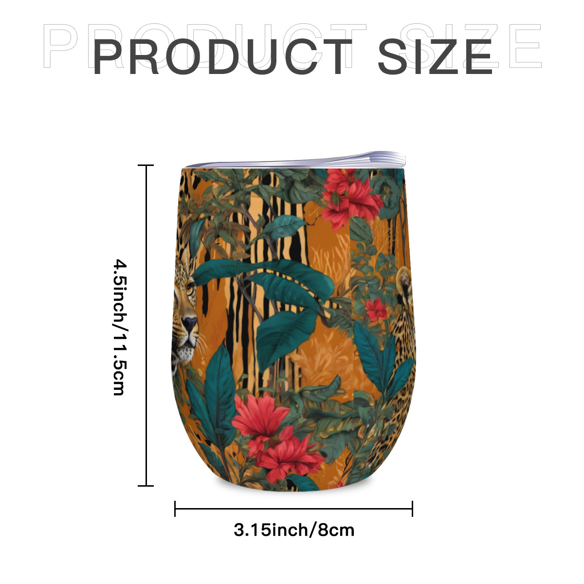 Warrior Leopard Stemless Wine Tumbler（350ml/12oz）| Stainless steel 304