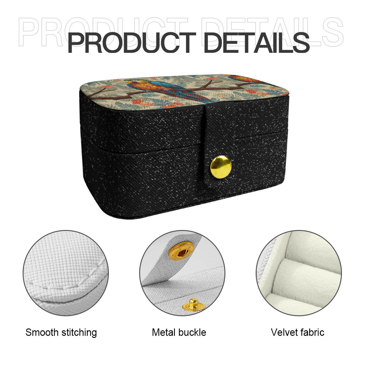 Parrot Design Personalized Portable Jewelry Box | PU