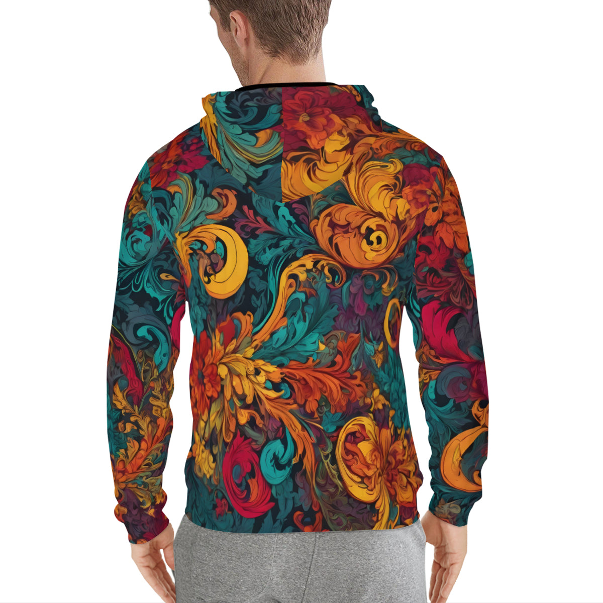 Awesome Flower Design Men's Zip Hoodie