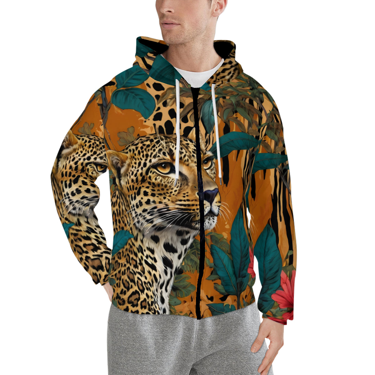 Warrior Leopard Men's Zip Hoodie