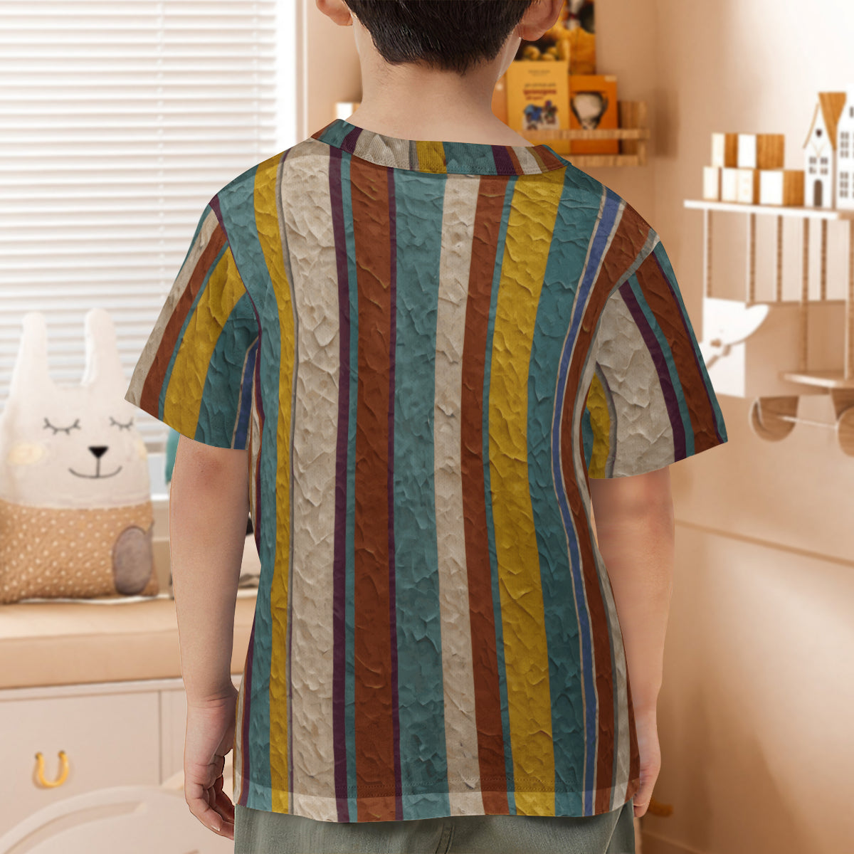 Strip Design Mesh Children's T-Shirt | Polyester