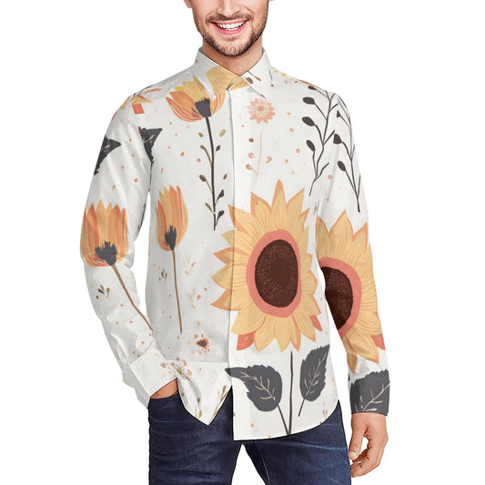 Floral Men's Classic Long-Sleeved Shirt