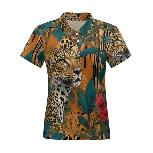 Warrior Leopard Women's Short-Sleeved Polo Shirt