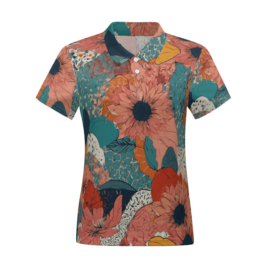 Awesome Floral Women's Short-Sleeved Polo Shirt