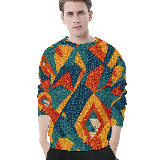 Abstract Pattern Men's O-Neck Long-Sleeved T-Shirt | 180GSM Cotton