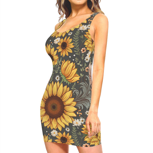 Sunflower Sleeveless Slim-Fit Euro-Size Tank Slip Dress