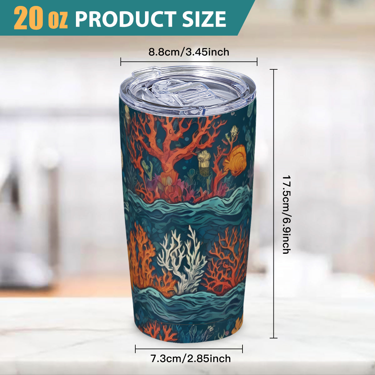 Under Sea Beauty Outdoor Travel Carry Tumbler (600ml/20oz) | Stainless Steel 304