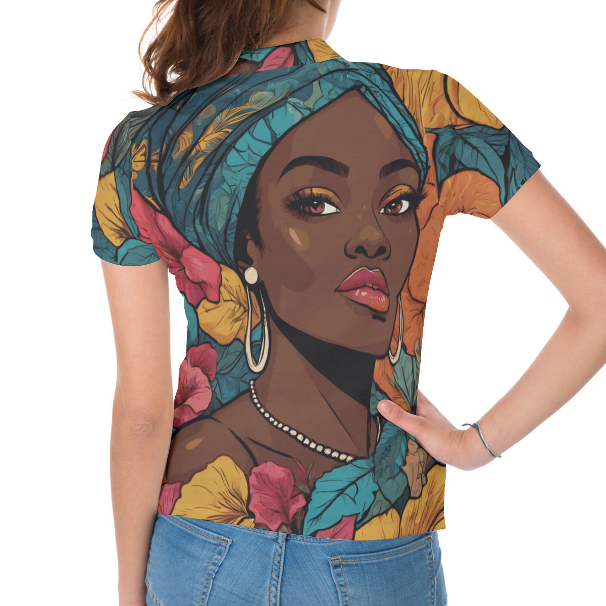 Melanin Queen Women's Short-Sleeved Polo Shirt｜Polyester