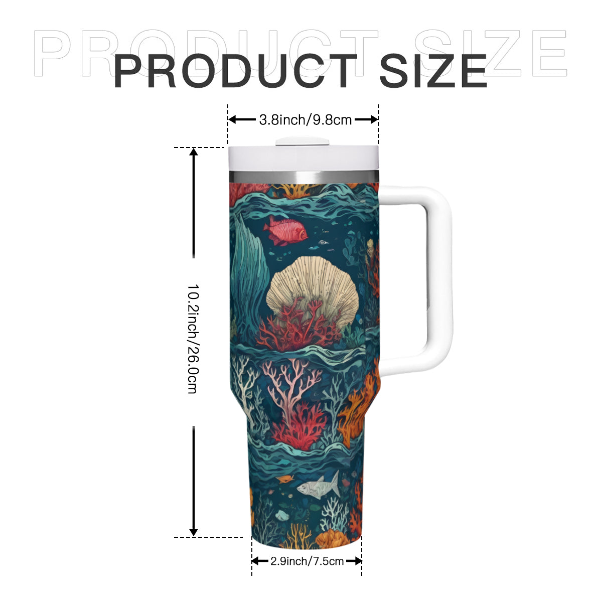 Under Sea Beauty Large Capacity Tumbler with Handle(1100ml/40oz) | Stainless Steel 304