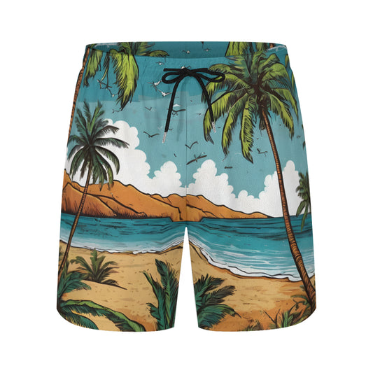 Beach Front Men's Casual Shorts Double-Layer Sports Beach Shorts (Multi-Faceted Design) | Polyester