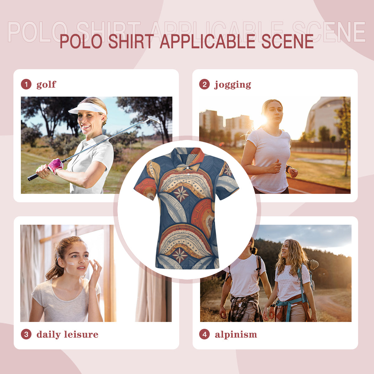 Abstract Pattern Women's Short-Sleeved Polo Shirt
