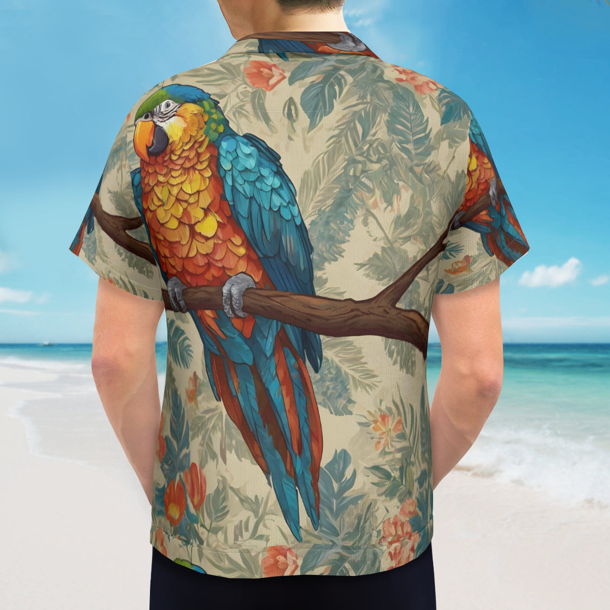 Parrot Design Hawaiian Shirt（No chest pocket) | Polyester