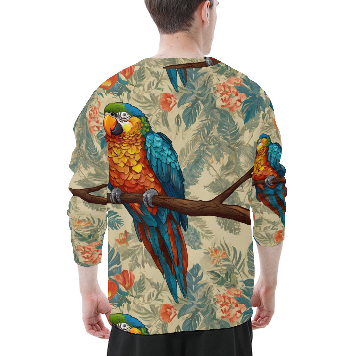 Parrot Design Men's O-Neck Size Long-Sleeved T-Shirt