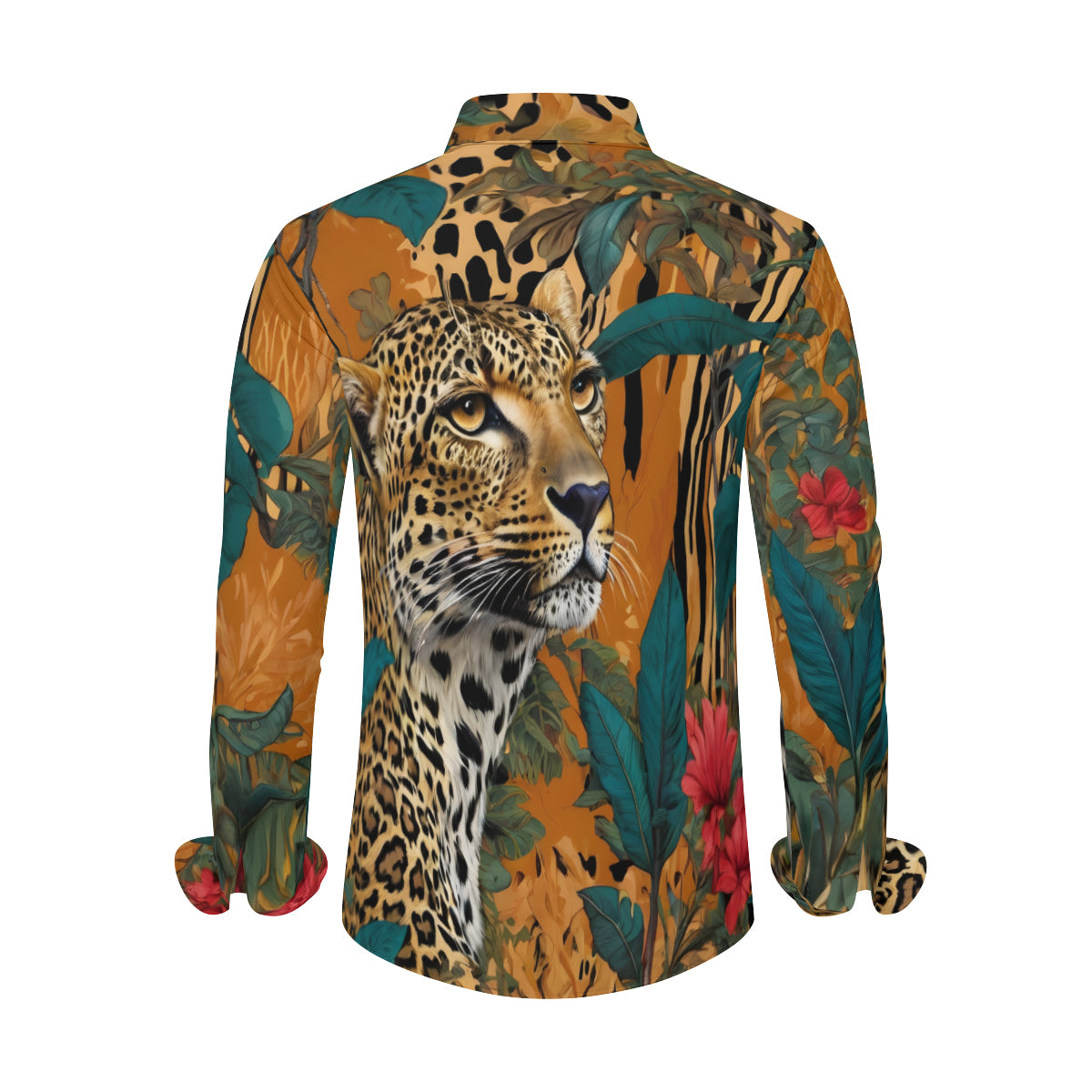 Warrior Leopard Men's Classic Long-Sleeved Shirt | Polyester