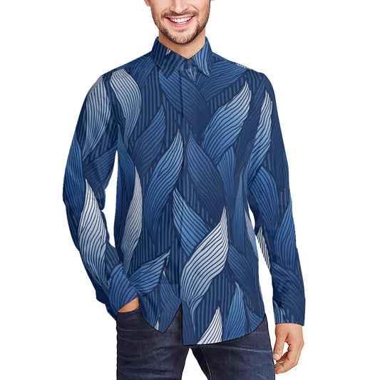 Blue Men's Classic Long-Sleeved Shirt