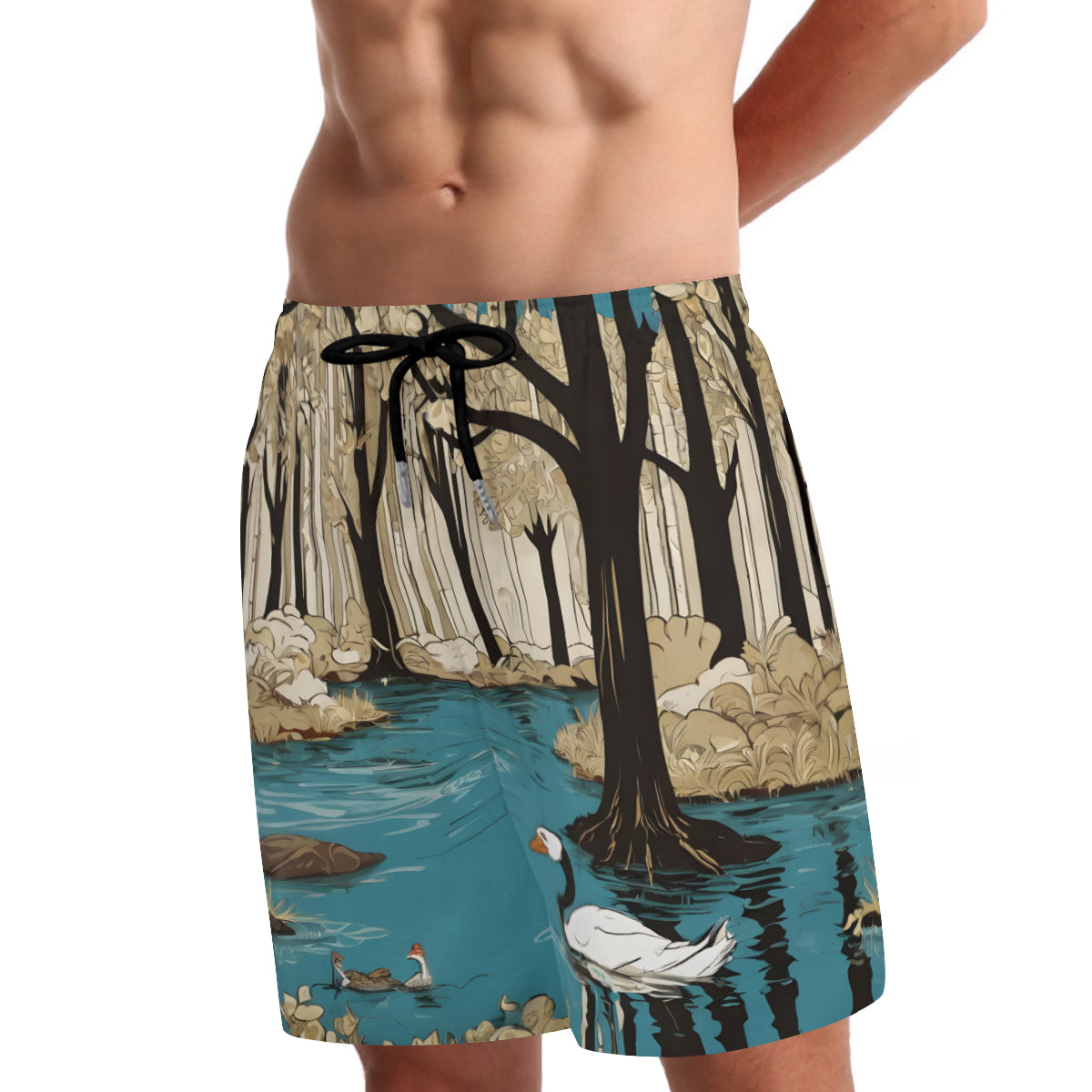 Landscape Wonder Men's Casual Shorts Double-Layer Sports Beach Shorts | Polyester