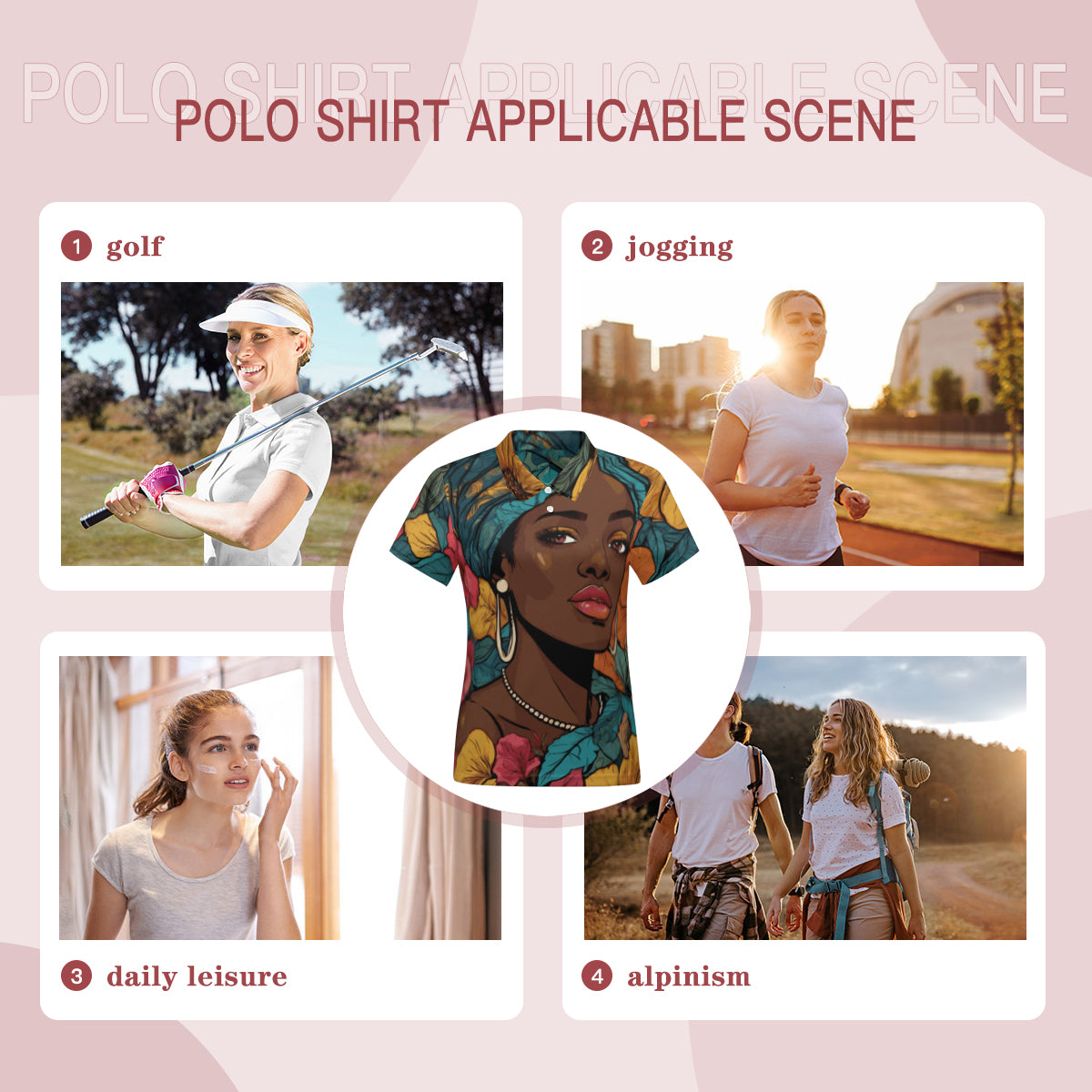 Melanin Queen Women's Short-Sleeved Polo Shirt｜Polyester